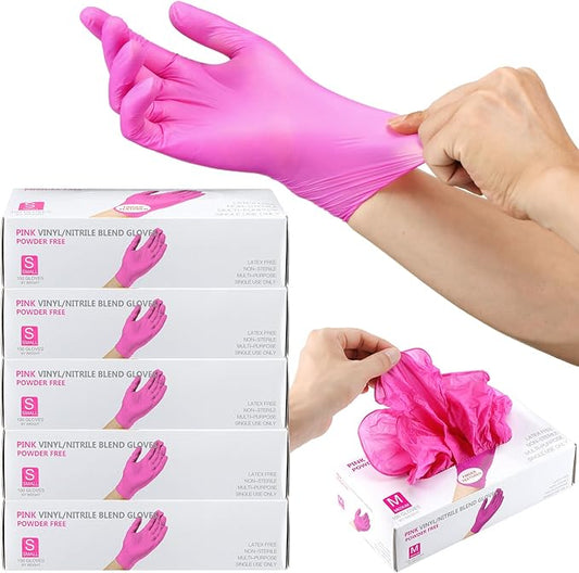 Pink Nitrile / Vinyl Blend Gloves (100PCS )