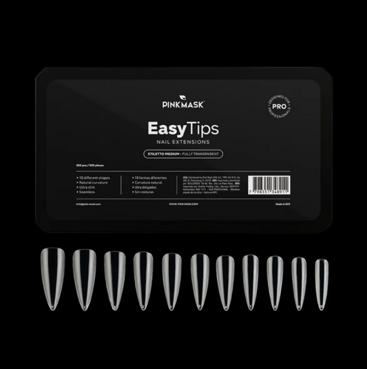 Pink Mask EASY TIPS ( Stiletto Medium ) - FULL TRANSPARENT